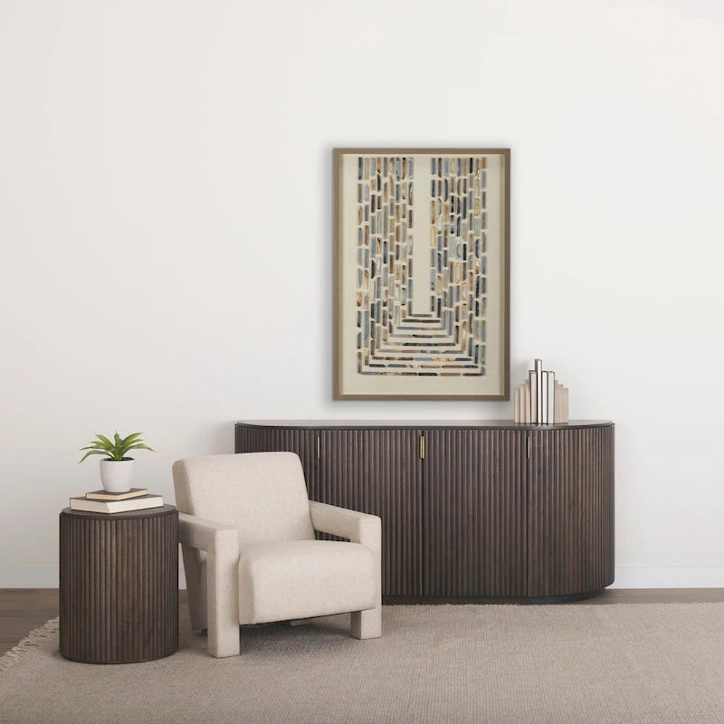 Dark Brown Solid Wood Fluted Sideboard - 72.0L x 18.5W x 32.0H