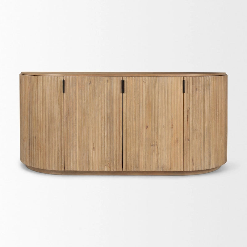 Dark Brown Solid Wood Fluted Sideboard - 72.0L x 18.5W x 32.0H