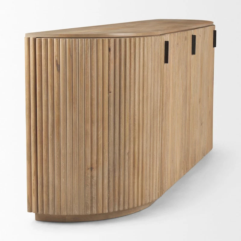 Dark Brown Solid Wood Fluted Sideboard - 72.0L x 18.5W x 32.0H