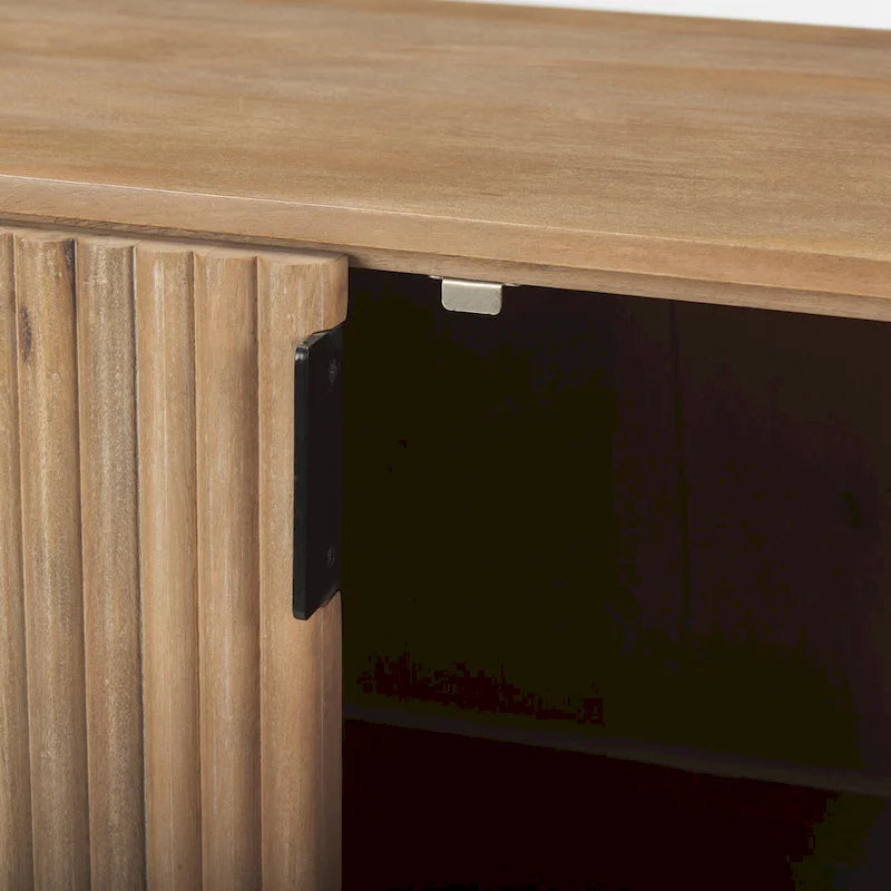 Dark Brown Solid Wood Fluted Sideboard - 72.0L x 18.5W x 32.0H