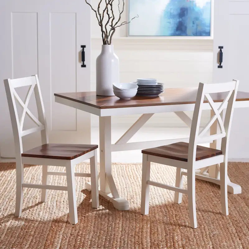 White/Natural Dining Chair - 17.5 W x 19.5 L x 37 H - 18W x 20D x 37H