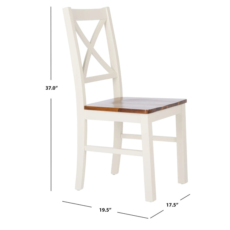 White/Natural Dining Chair - 17.5 W x 19.5 L x 37 H - 18W x 20D x 37H