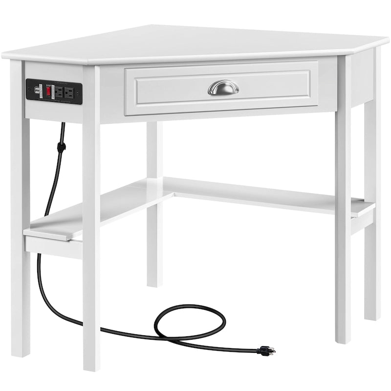 L Shaped Corner Computer Desk with Power Outlets