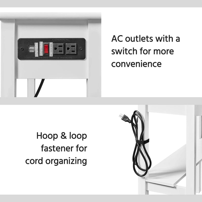 L Shaped Corner Computer Desk with Power Outlets