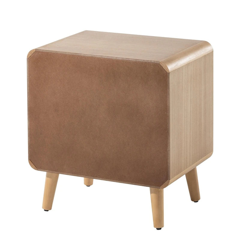 Farmhouse Nightstand, Mid Century Nightstand with Handcrafted, Boho, Rustic Style, Natural Wood