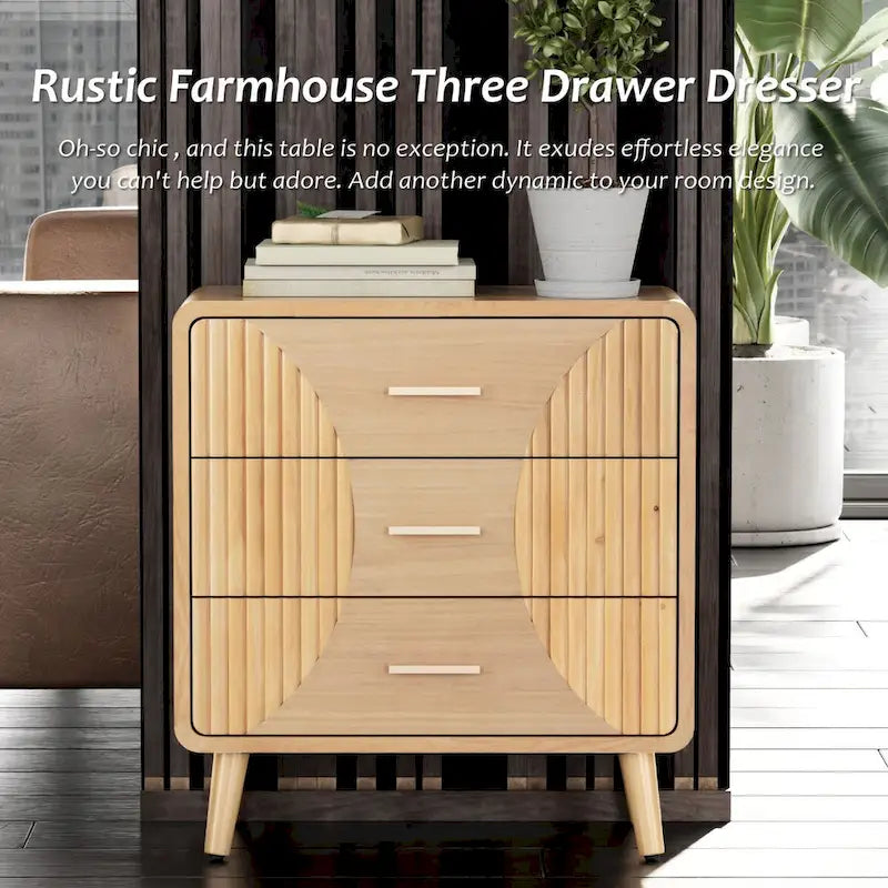 Farmhouse Nightstand, Mid Century Nightstand with Handcrafted, Boho, Rustic Style, Natural Wood