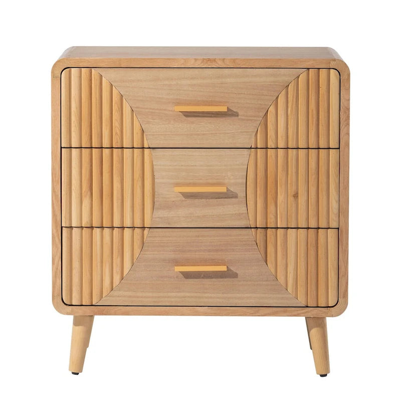 Farmhouse Nightstand, Mid Century Nightstand with Handcrafted, Boho, Rustic Style, Natural Wood