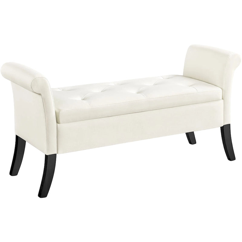 Modern Fabric Tufted Storage Bench with Cushioned Ottoman