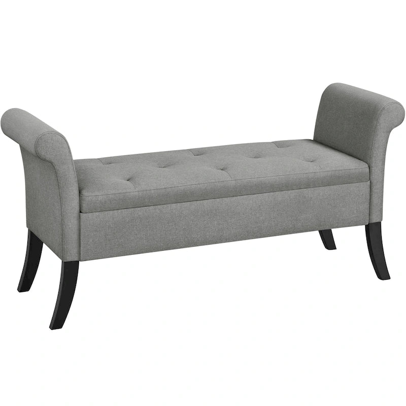 Modern Fabric Tufted Storage Bench with Cushioned Ottoman