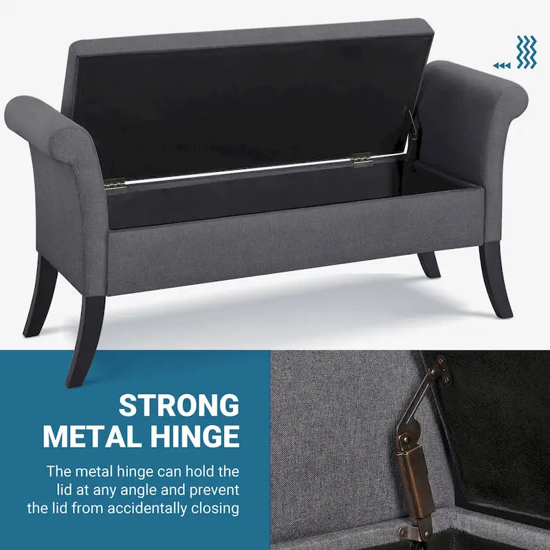 Modern Fabric Tufted Storage Bench with Cushioned Ottoman
