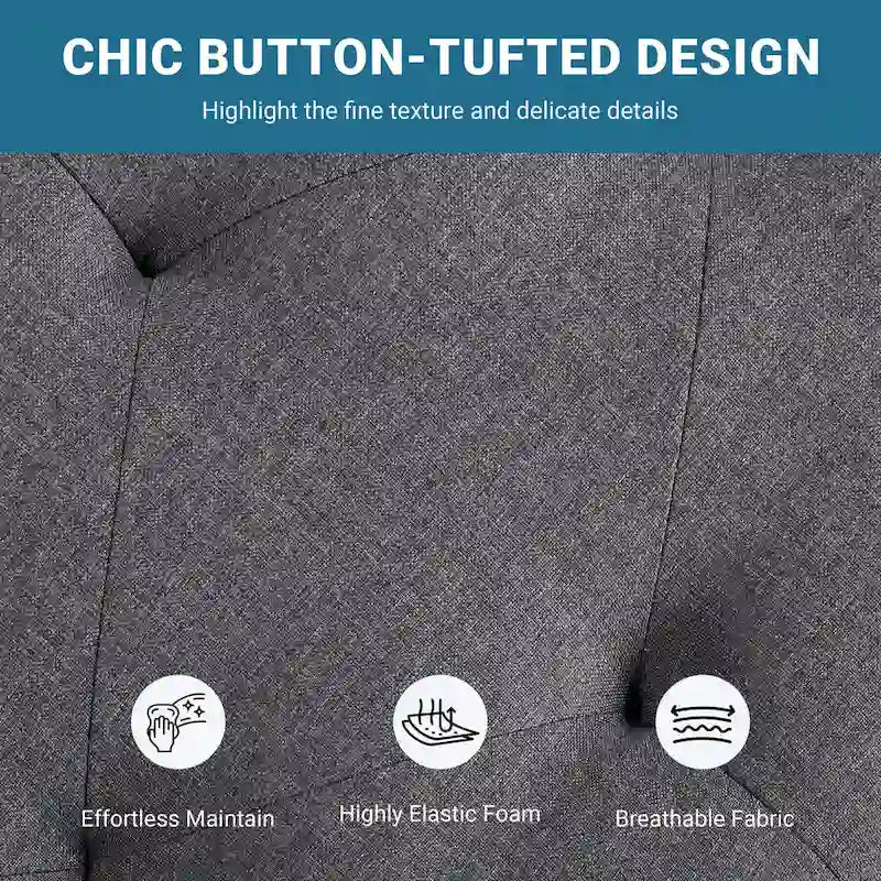 Modern Fabric Tufted Storage Bench with Cushioned Ottoman