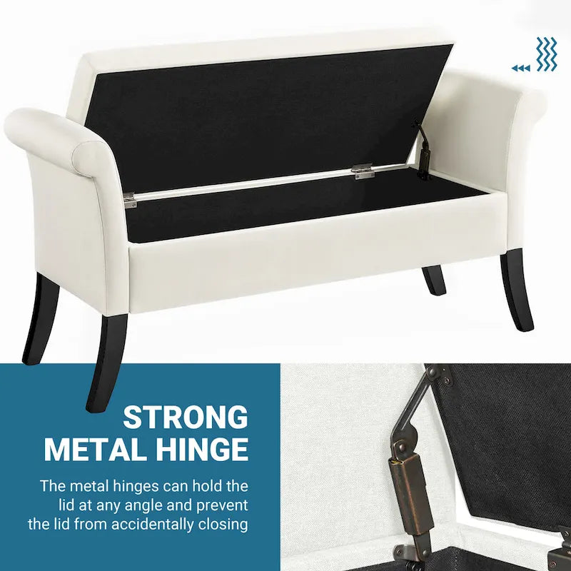 Modern Fabric Tufted Storage Bench with Cushioned Ottoman