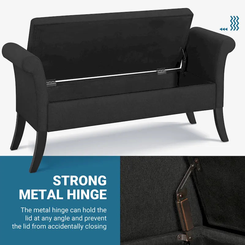 Modern Fabric Tufted Storage Bench with Cushioned Ottoman