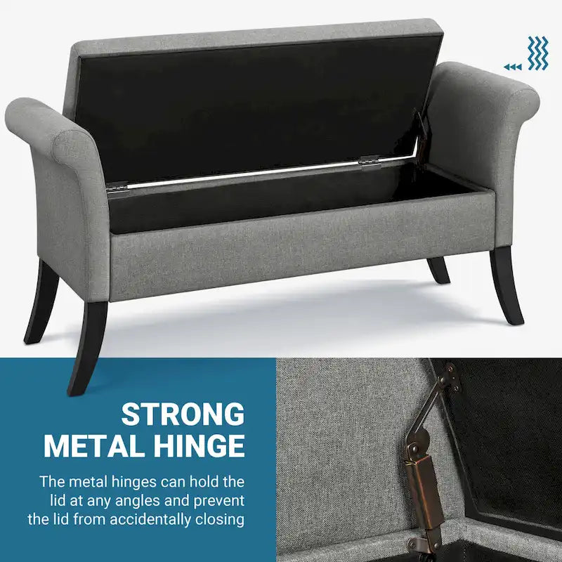 Modern Fabric Tufted Storage Bench with Cushioned Ottoman