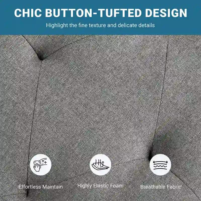 Modern Fabric Tufted Storage Bench with Cushioned Ottoman