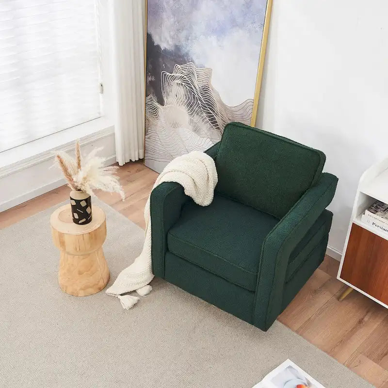 Modern Upholstered Swivel Accent Chair with Hollow-back & Golden Base