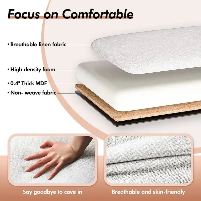 48.5 Tufted Storage Ottoman Bench with Nailhead Trims & 2 Large Side Pockets for Bedroom, Living Room, Entryway