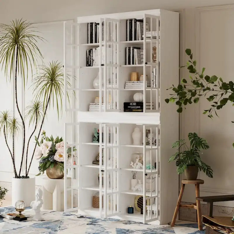 Sophisticated Storage Ensemble: Buffet Sideboard Bookshelf Cabinet