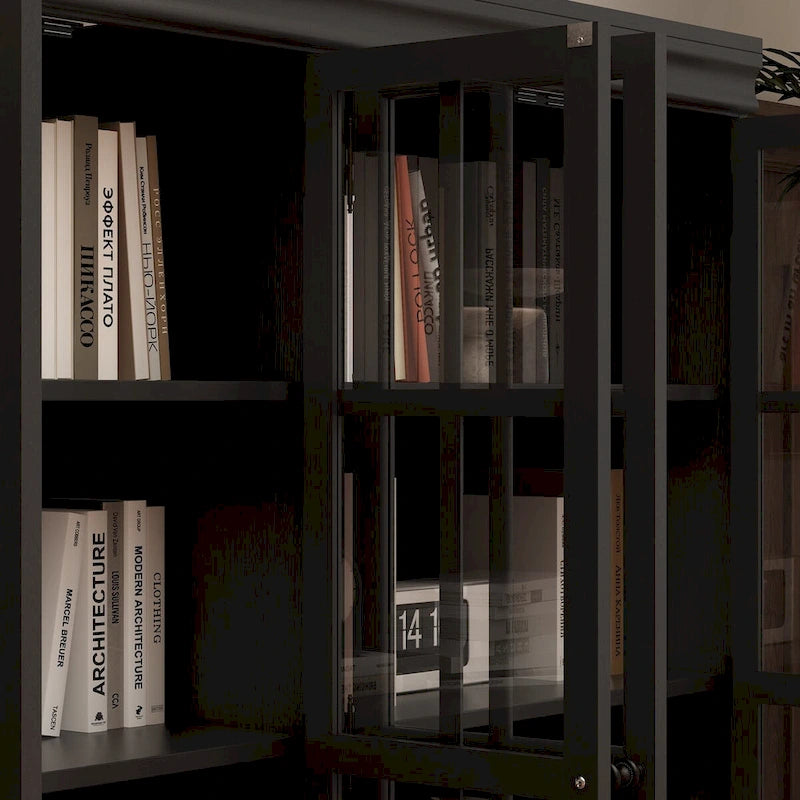 Sophisticated Storage Ensemble: Buffet Sideboard Bookshelf Cabinet