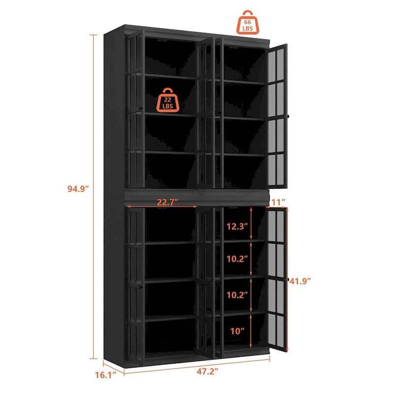 Sophisticated Storage Ensemble: Buffet Sideboard Bookshelf Cabinet