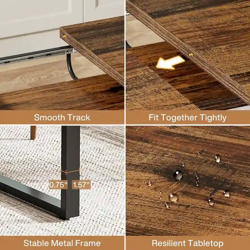 Extendable Computer Desk, 63-78.8 Rectangular Writing Desk Workstation with Metal Legs