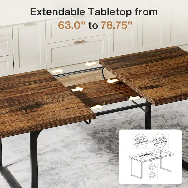 Extendable Computer Desk, 63-78.8 Rectangular Writing Desk Workstation with Metal Legs